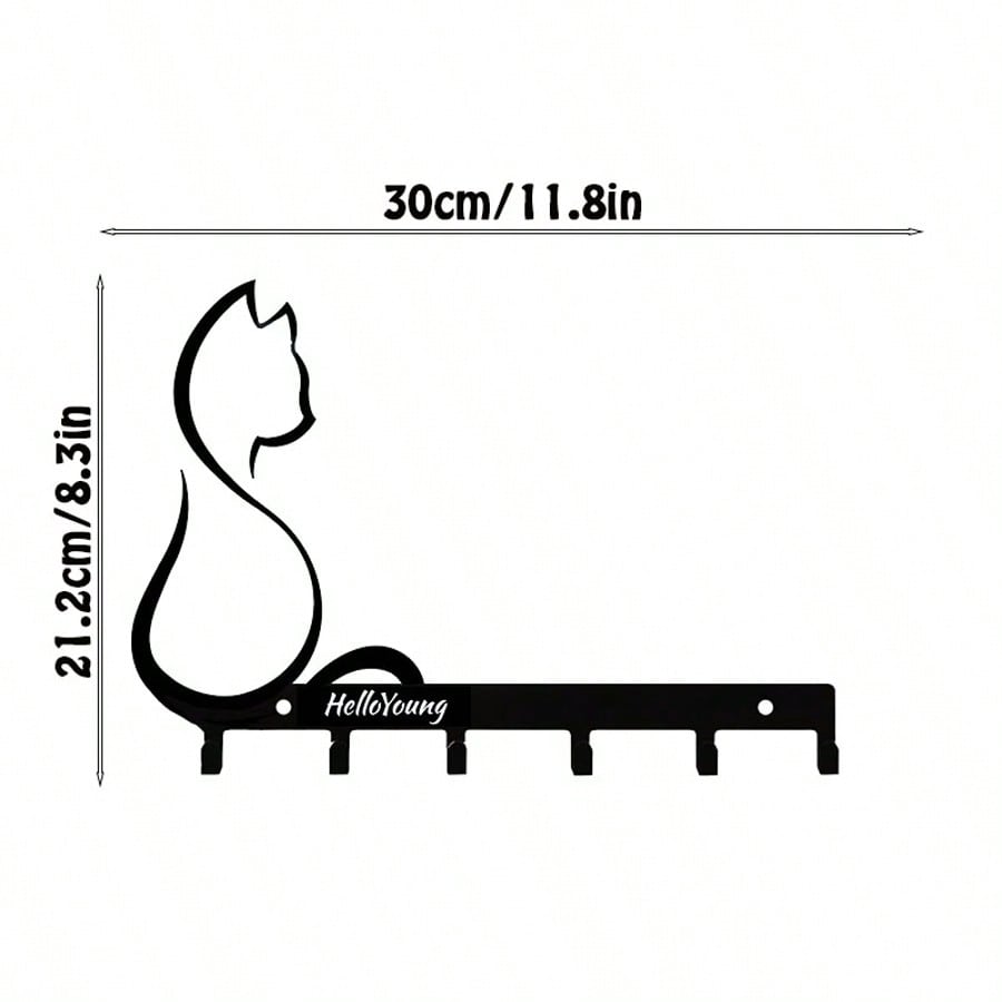1pc Metal Art Cat/Metal Paw Pet Cat Dog Clothes Hanger, Key Belt Wall Mount Storage Rack Towel Rack, Suitable For Living Room Bedroom Wall Hooks