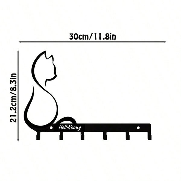1pc Metal Art Cat/Metal Paw Pet Cat Dog Clothes Hanger, Key Belt Wall Mount Storage Rack Towel Rack, Suitable For Living Room Bedroom Wall Hooks