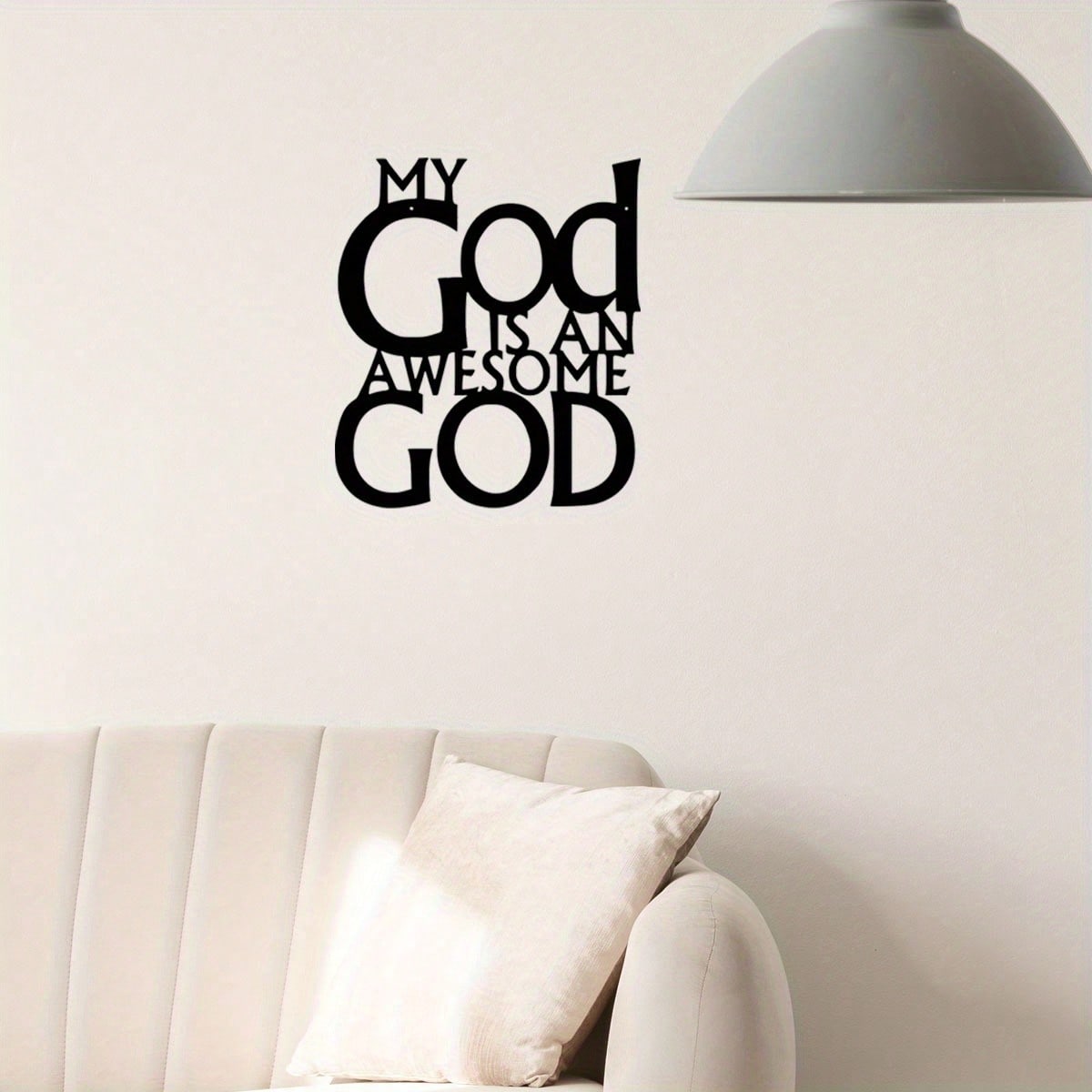 1 "My God is a Great God" wrought iron metal wall hanging artwork, Christian inspirational slogan, suitable for indoor and outdoor hanging decoration, durable and sturdy Main image