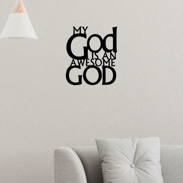 1 "My God is a Great God" wrought iron metal wall hanging artwork, Christian inspirational slogan, suitable for indoor and outdoor hanging decoration, durable and sturdy