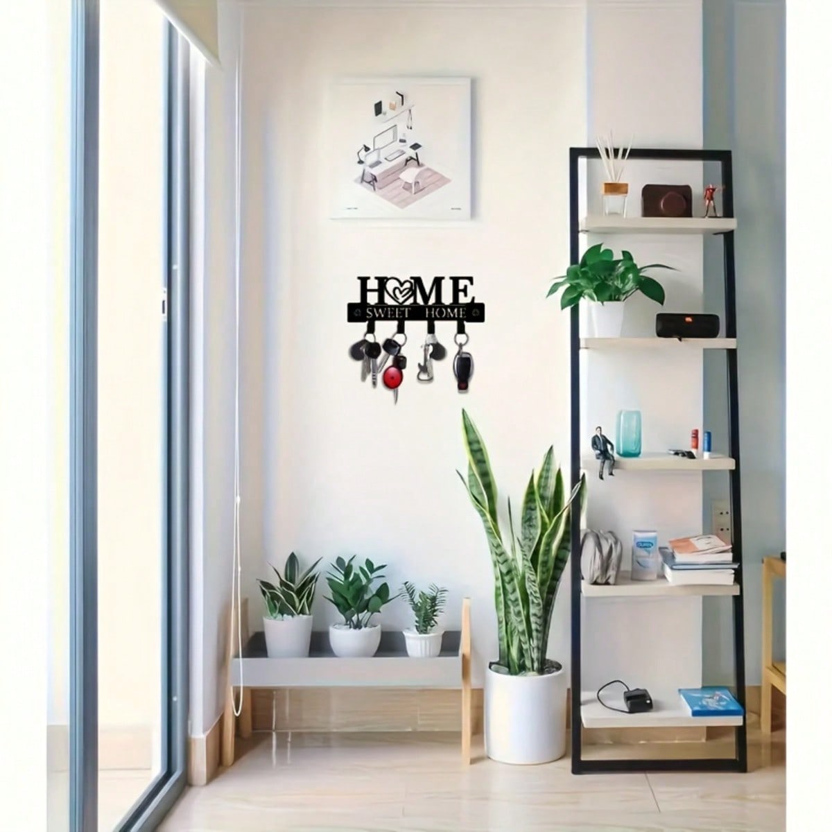 1Pc "Home Sweet Home" Metal Key Holder With Hooks, Easy Install Wall Rack For Keys, Hats & Towels In Kitchen, Bathroom & Entryway.Suitable For Room Decor,Wall Decor,Home Decor,Bathroom Decor,Coffee Bar Essentials,Wall Art