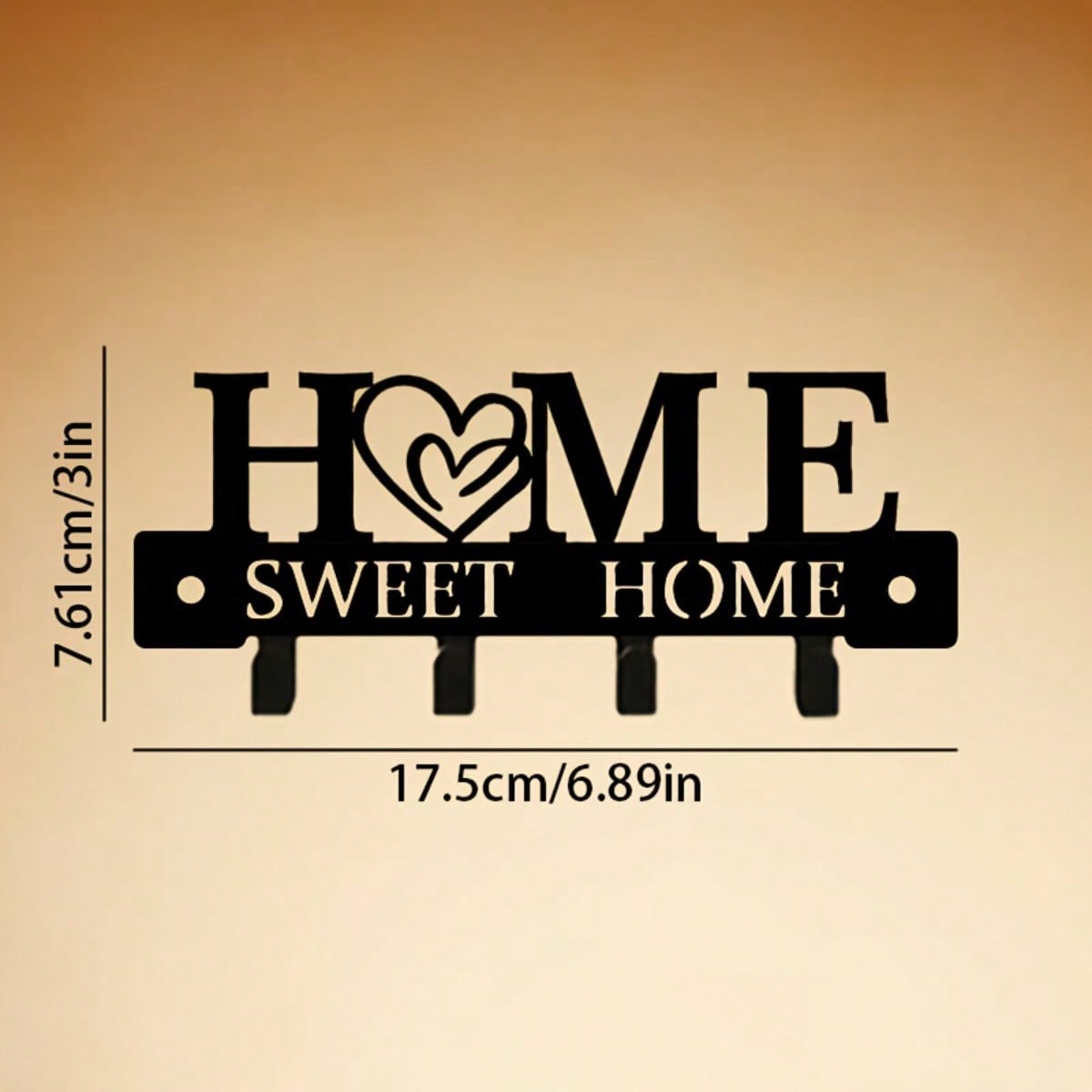 1Pc "Home Sweet Home" Metal Key Holder With Hooks, Easy Install Wall Rack For Keys, Hats & Towels In Kitchen, Bathroom & Entryway.Suitable For Room Decor,Wall Decor,Home Decor,Bathroom Decor,Coffee Bar Essentials,Wall Art