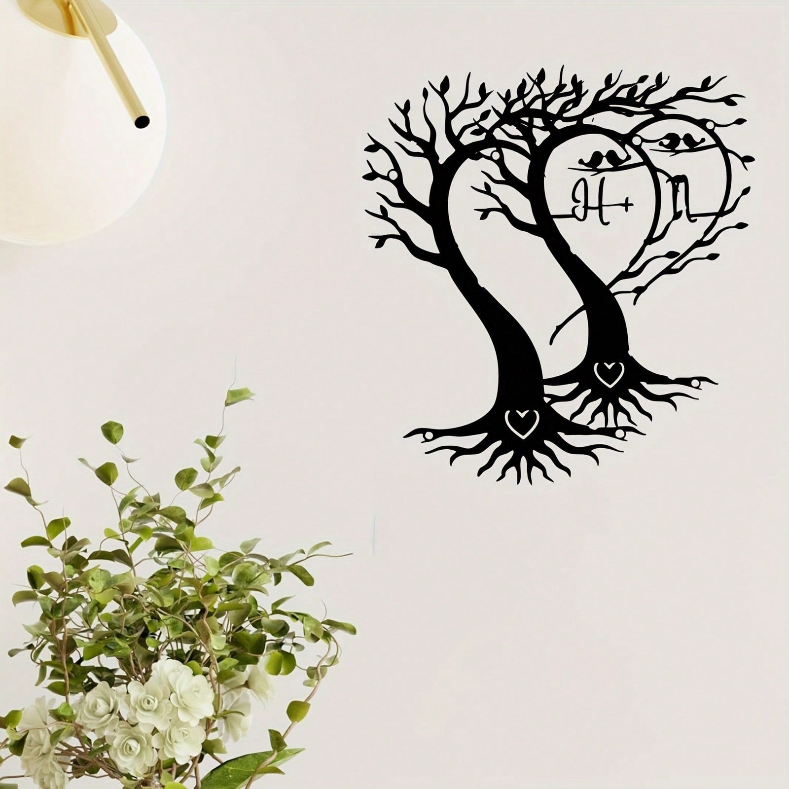 1 piece Tree of Life with heart-shaped metal wall decoration, weathering iron, Art Deco style, Valentine's Day and anniversary romantic gifts, home and garden decoration.