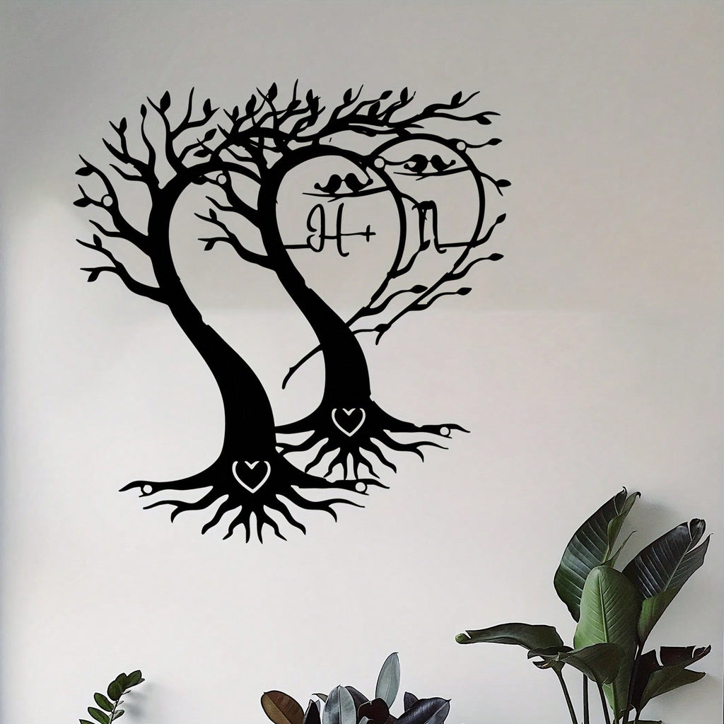 1 piece Tree of Life with heart-shaped metal wall decoration, weathering iron, Art Deco style, Valentine's Day and anniversary romantic gifts, home and garden decoration.