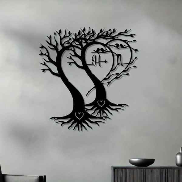 1 piece Tree of Life with heart-shaped metal wall decoration, weathering iron, Art Deco style, Valentine's Day and anniversary romantic gifts, home and garden decoration.
