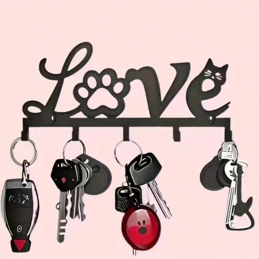 Cute Cat Paw Key Holder - Decorative Wall Mounted Storage Rack | Durable Metal Material, Space Saving, Adorable Cat Design, Easy To Install, Perfect Gift For Cat Lovers | Fun Cat Themed Decor | Sturdy Metal Shelf, Suitable For Cat Supplies