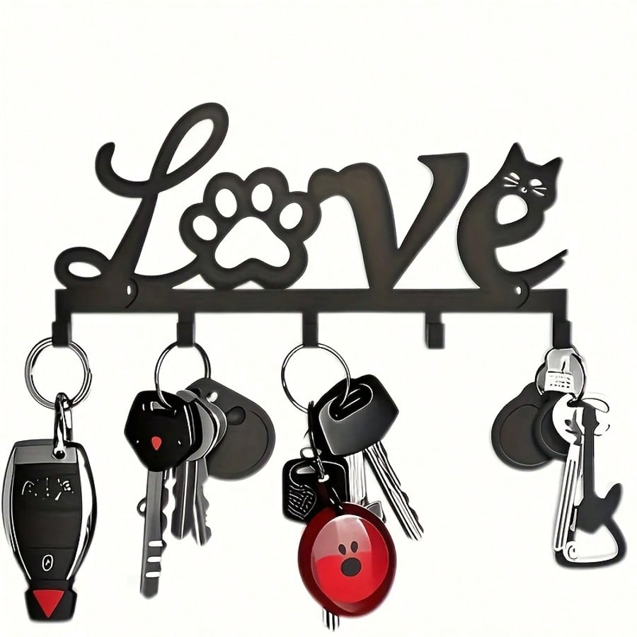 Cute Cat Paw Key Holder - Decorative Wall Mounted Storage Rack | Durable Metal Material, Space Saving, Adorable Cat Design, Easy To Install, Perfect Gift For Cat Lovers | Fun Cat Themed Decor | Sturdy Metal Shelf, Suitable For Cat Supplies