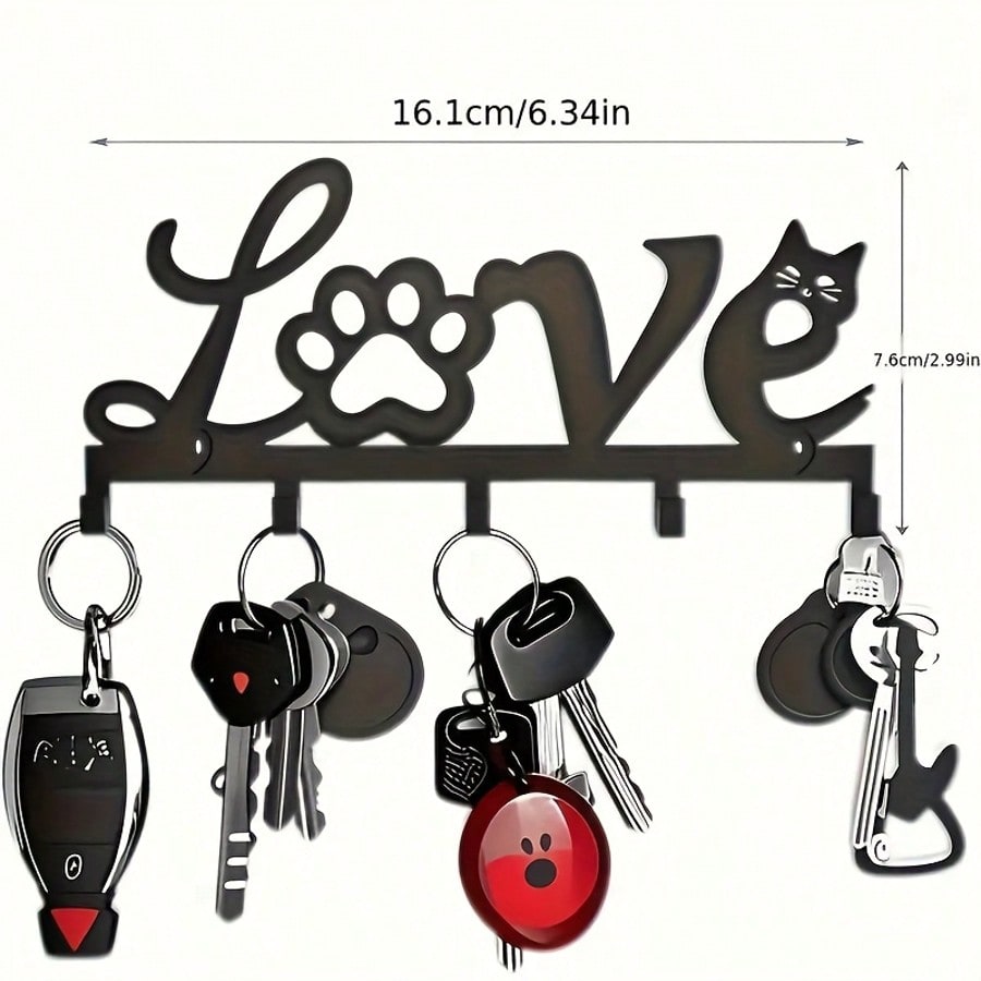 Cute Cat Paw Key Holder - Decorative Wall Mounted Storage Rack | Durable Metal Material, Space Saving, Adorable Cat Design, Easy To Install, Perfect Gift For Cat Lovers | Fun Cat Themed Decor | Sturdy Metal Shelf, Suitable For Cat Supplies