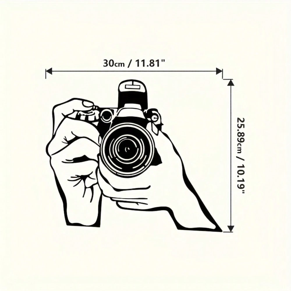 1pc 2D Metal Wall Art - Camera Line Art Decor, Black And White Minimalist Design, Durable Metal Craftsmanship, Suitable For Home, Office, Studio, Perfect Room Decoration