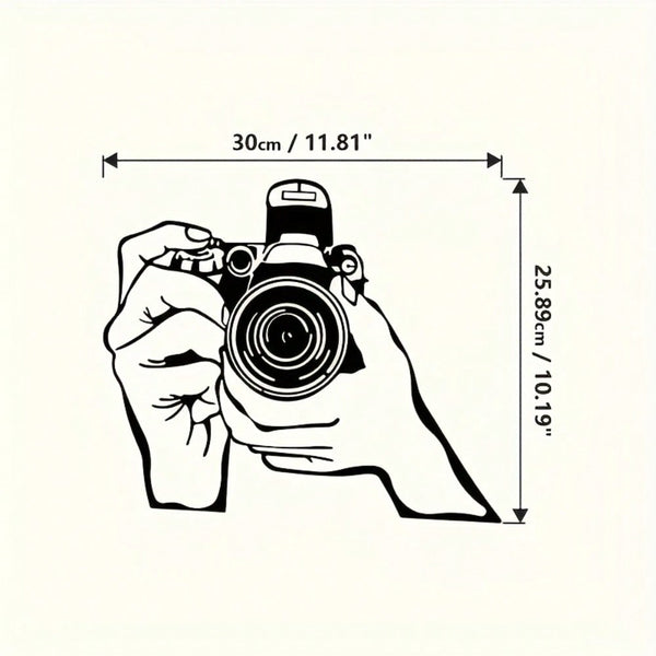 1pc 2D Metal Wall Art - Camera Line Art Decor, Black And White Minimalist Design, Durable Metal Craftsmanship, Suitable For Home, Office, Studio, Perfect Room Decoration