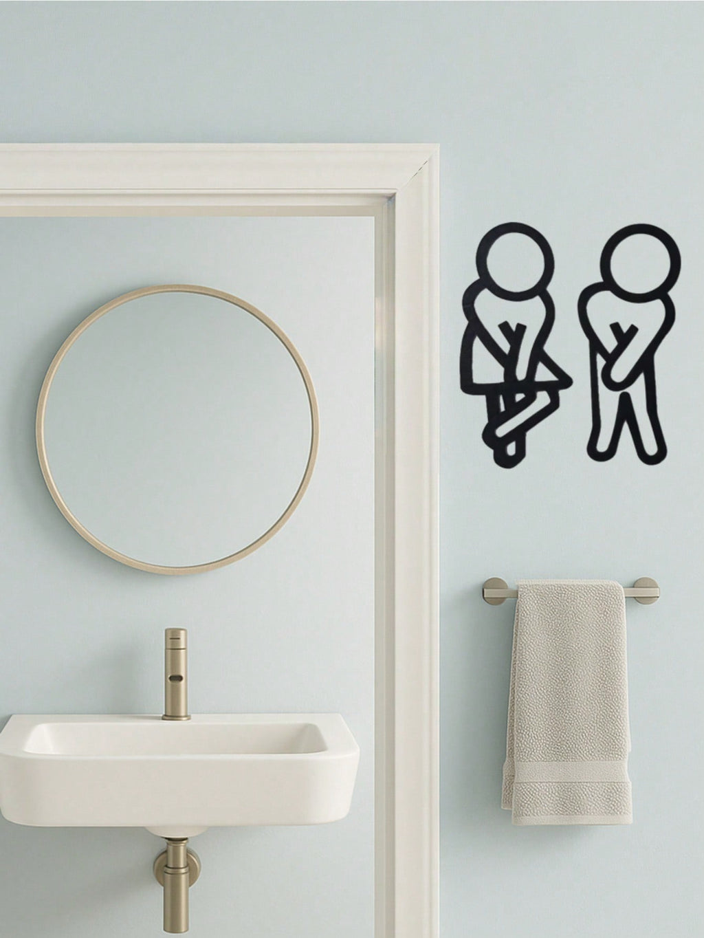 Bathroom door wall decorative metal wall hanging sculpture - the perfect housewarming gift, high-quality art logo, art decoration design, essential for home finishing, interior decoration. Suitable for room decoration, wall decoration, home decoration