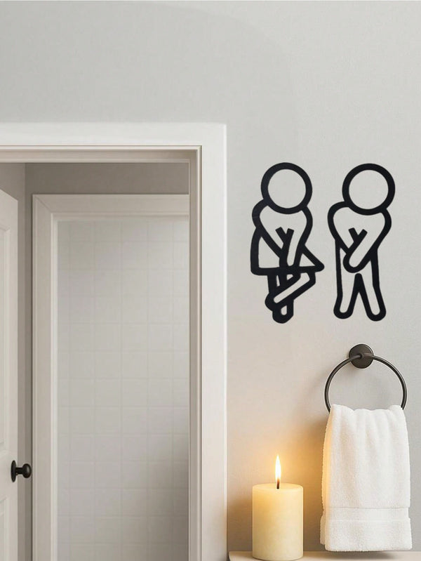 Bathroom door wall decorative metal wall hanging sculpture - the perfect housewarming gift, high-quality art logo, art decoration design, essential for home finishing, interior decoration. Suitable for room decoration, wall decoration, home decoration