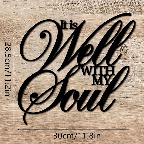 My Soul Rest In Peace "Metal Wall Decorations Elegant Black Scripture Plaque Suitable for living room, kitchen, porch, no wiring required, easy to install, perfect housewarming gift and decorative text artwork.