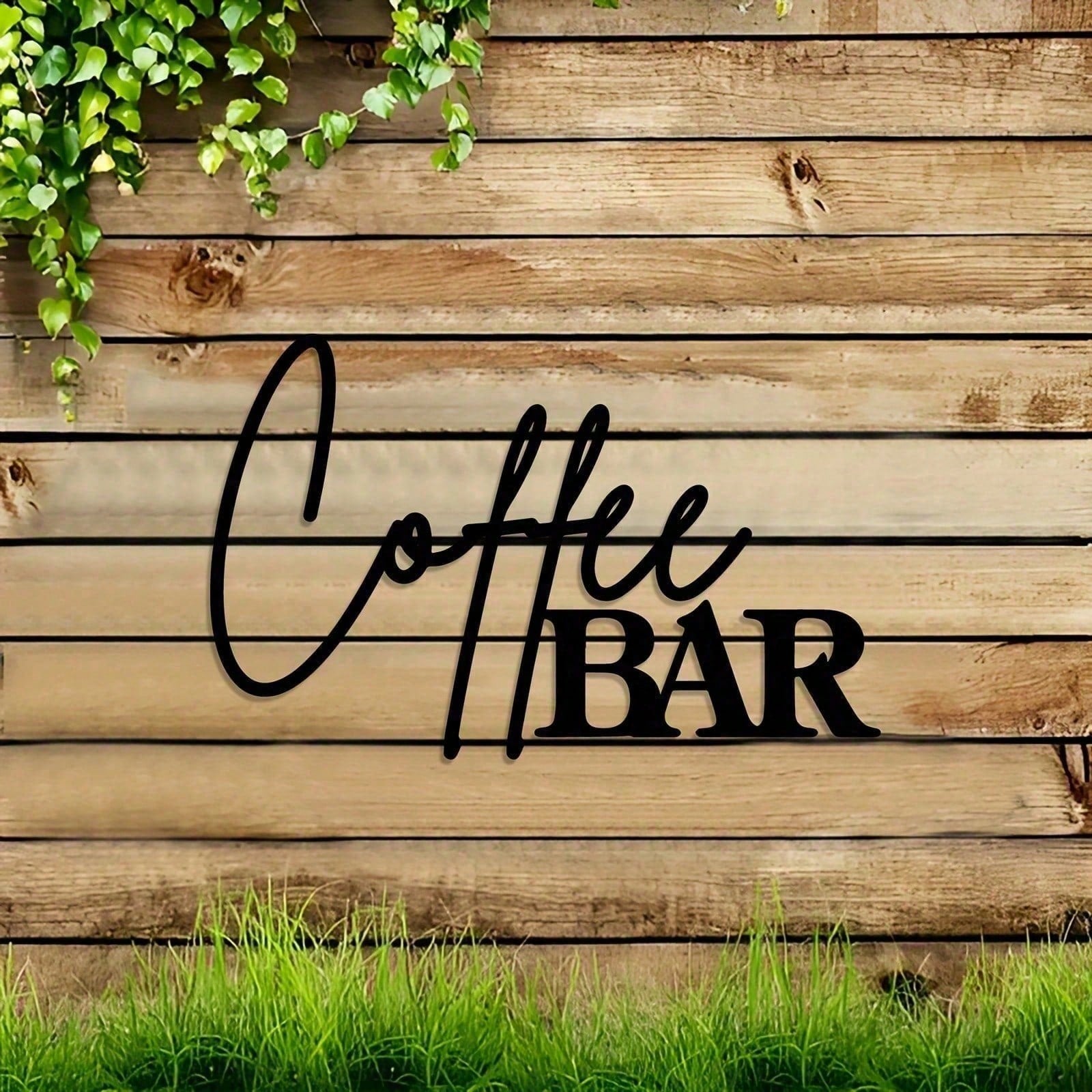 Metal Coffee Logo With Elegant Font And Vintage Charm. Pre-Drilled Holes For Easy Wall Mounting. Ideal For Rustic Kitchen Decor, Cafe Wall Art, Or Unique Gift For Coffee Lovers. Adds Warm, Industrial Flair To Any Space. Main image