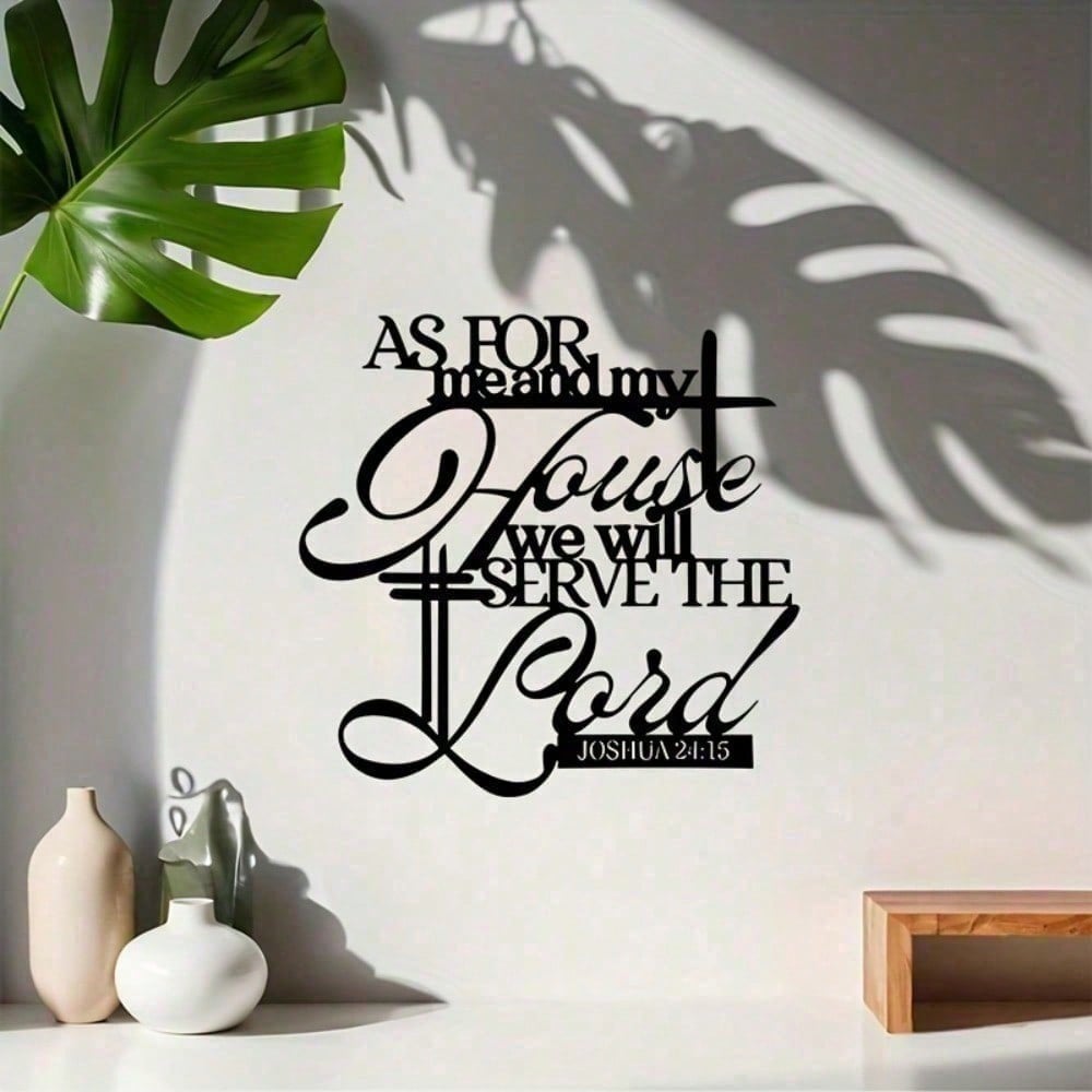 Elegant Christian Metal Wall Art, Featuring Intricate Black Sculptural Design And Engraved Scripture. Crafted From Durable Metal, Perfectly Accents Living Room, Bedroom, And Dining Room, Infusing Faith And Artistic Elegance. Suitable For Indoor Decor, Wal