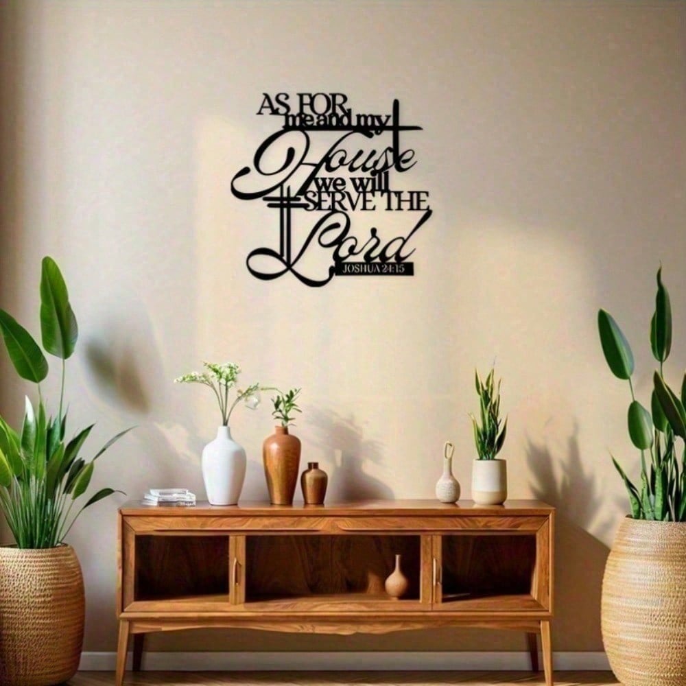 Elegant Christian Metal Wall Art, Featuring Intricate Black Sculptural Design And Engraved Scripture. Crafted From Durable Metal, Perfectly Accents Living Room, Bedroom, And Dining Room, Infusing Faith And Artistic Elegance. Suitable For Indoor Decor, Wal