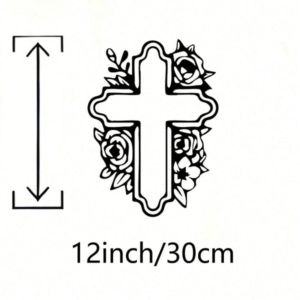 Vintage Floral Cross Metal Wall Decorations - Elegant crosses with delicate rose motifs made of durable iron. The perfect gift for Christmas, Easter, Mother's Day, Father's Day and graduation ceremonies.