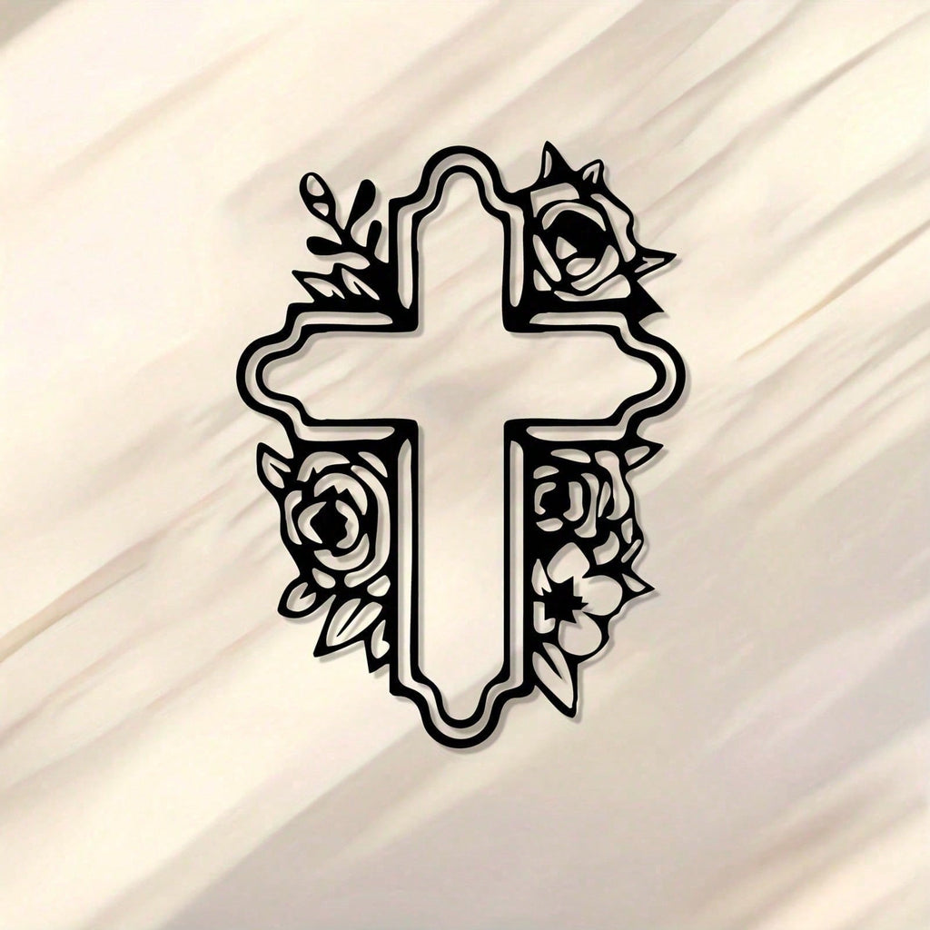 Vintage Floral Cross Metal Wall Decorations - Elegant crosses with delicate rose motifs made of durable iron. The perfect gift for Christmas, Easter, Mother's Day, Father's Day and graduation ceremonies.