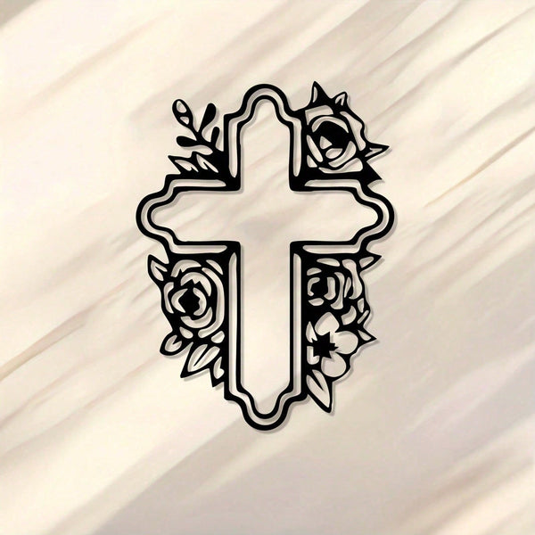 Vintage Floral Cross Metal Wall Decorations - Elegant crosses with delicate rose motifs made of durable iron. The perfect gift for Christmas, Easter, Mother's Day, Father's Day and graduation ceremonies.