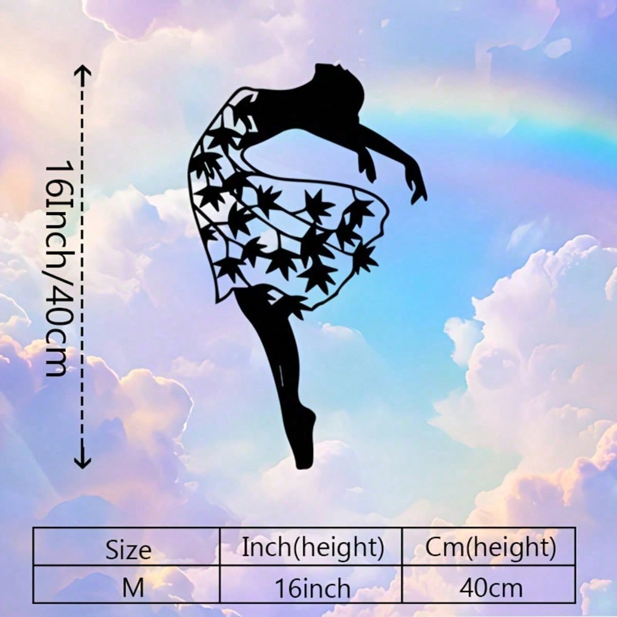 Vintage Ballet Dancer Metal Wall Decor - Weatherproof Iron Silhouette With Lace Skirt Design, Capturing Elegant Dance Pose. Ideal For Bedroom Or Living Room Decoration, Also A Great Christmas Gift Or Dance-Themed Present. Secondary image