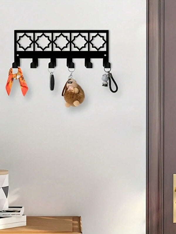 Bohemian Style Metal Wall Hook With 6 Key Holders - Elegant Design, Sturdy Construction, Practical Storage For Home, Office Or Entryway. Featuring Black Geometric Pattern, High-Quality Craftsmanship.| Home Organization, Entryway Decor, Premium Craftsmansh