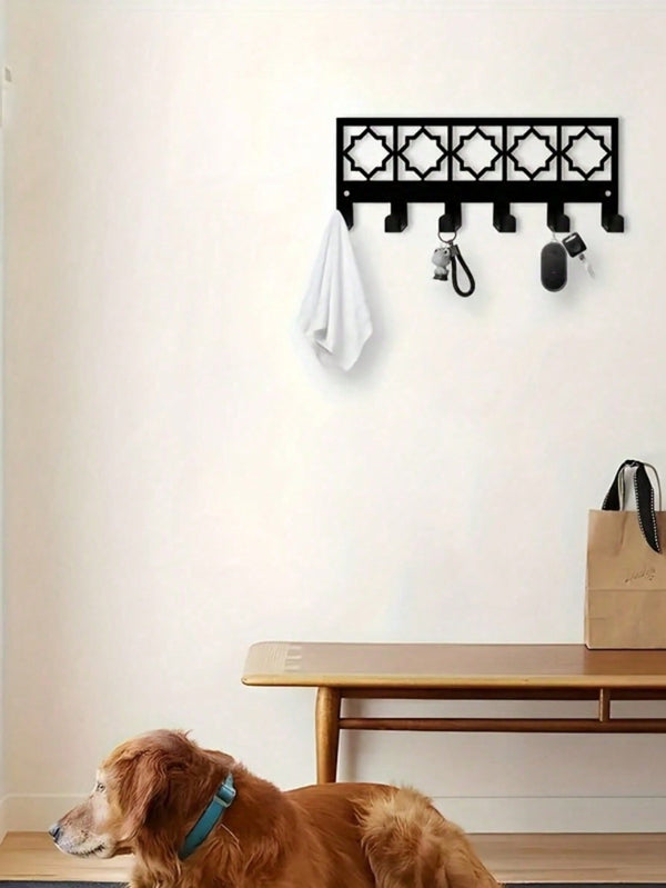 Bohemian Style Metal Wall Hook With 6 Key Holders - Elegant Design, Sturdy Construction, Practical Storage For Home, Office Or Entryway. Featuring Black Geometric Pattern, High-Quality Craftsmanship.| Home Organization, Entryway Decor, Premium Craftsmansh