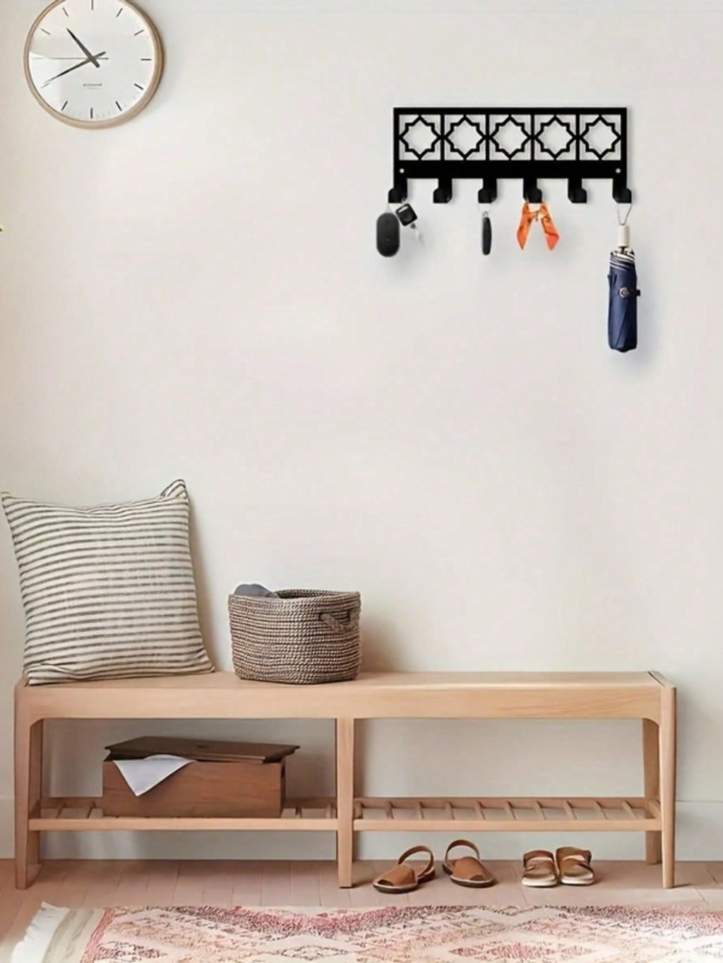 Bohemian Style Metal Wall Hook With 6 Key Holders - Elegant Design, Sturdy Construction, Practical Storage For Home, Office Or Entryway. Featuring Black Geometric Pattern, High-Quality Craftsmanship.| Home Organization, Entryway Decor, Premium Craftsmansh