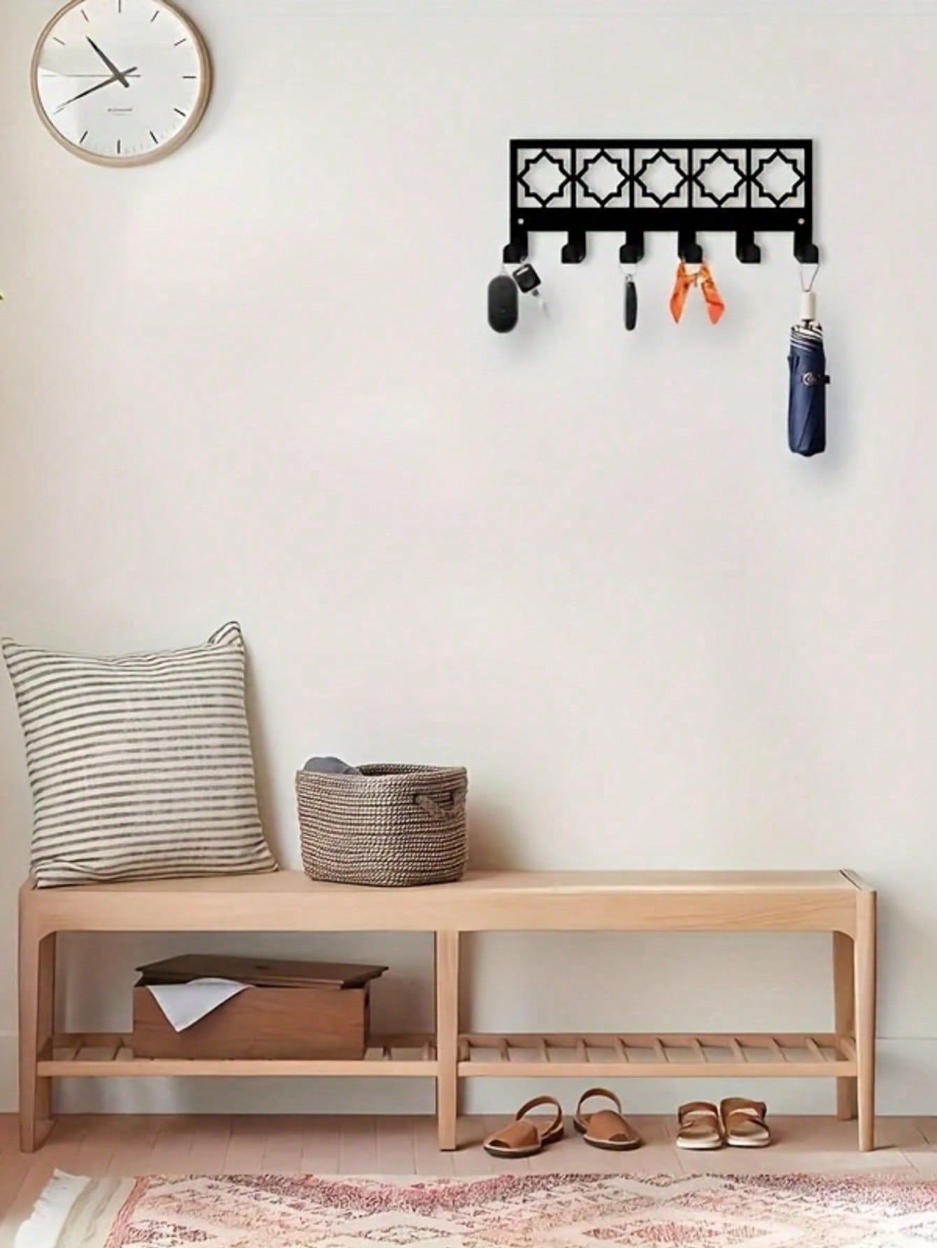 Bohemian Style Metal Wall Hook With 6 Key Holders - Elegant Design, Sturdy Construction, Practical Storage For Home, Office Or Entryway. Featuring Black Geometric Pattern, High-Quality Craftsmanship.| Home Organization, Entryway Decor, Premium Craftsmansh