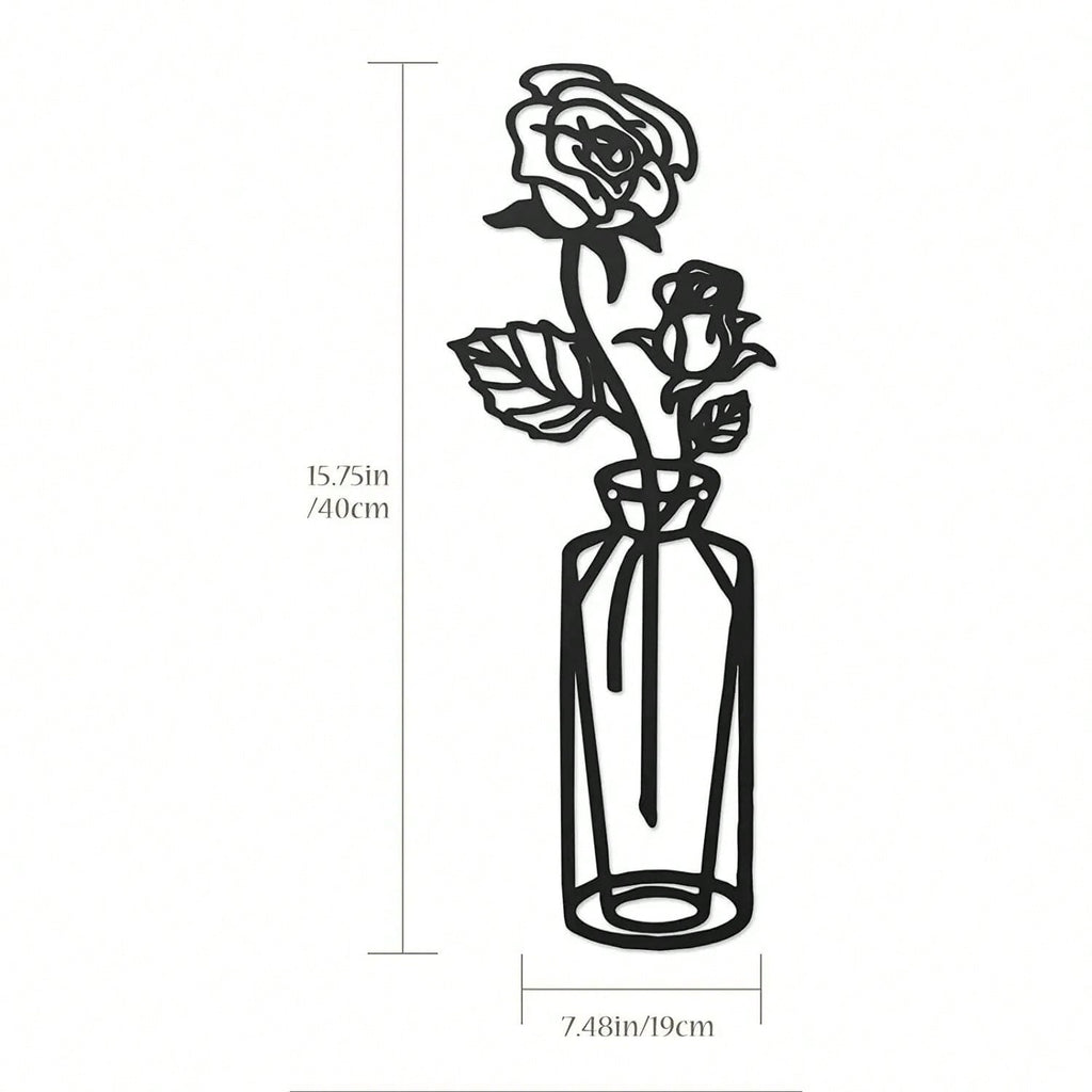1. Sunflower vase metal wall decoration, black lily vase wall-mounted sculpture, indoor living room, bedroom flower shop, kitchen bathroom decoration, gift, women's artwork, suitable for storing keys, small accessories, etc.