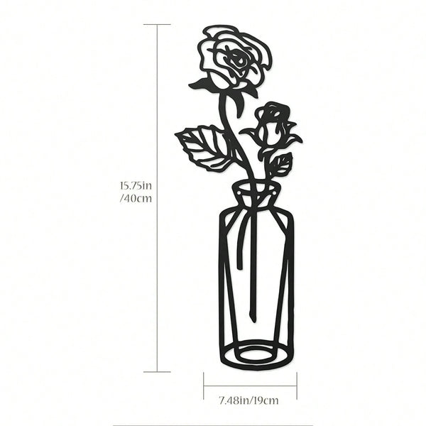 1. Sunflower vase metal wall decoration, black lily vase wall-mounted sculpture, indoor living room, bedroom flower shop, kitchen bathroom decoration, gift, women's artwork, suitable for storing keys, small accessories, etc.