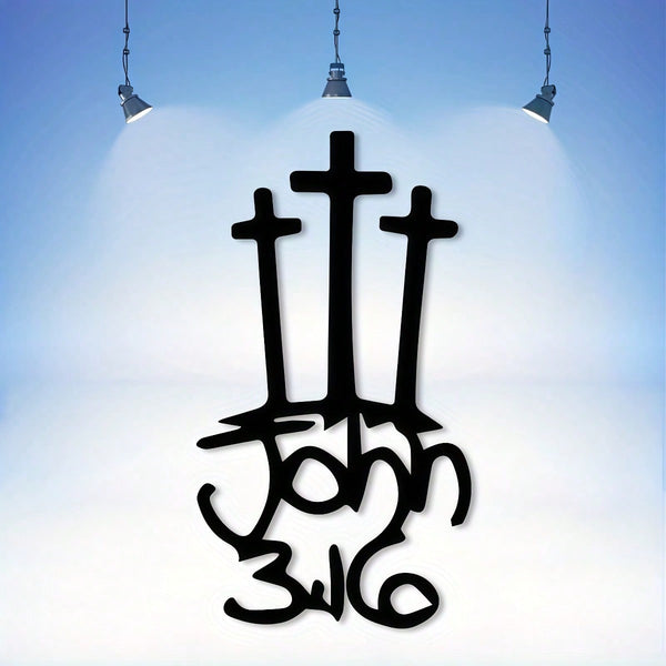 1 Piece Cross Wall Hanging Ornament - Elegant and simple Christian ornament, suitable for churches, homes, offices. Made with powder coated wrought iron, inspired by the Bible