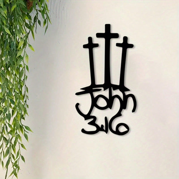 1 Piece Cross Wall Hanging Ornament - Elegant and simple Christian ornament, suitable for churches, homes, offices. Made with powder coated wrought iron, inspired by the Bible