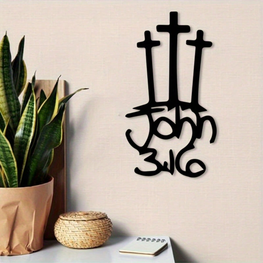 1 Piece Cross Wall Hanging Ornament - Elegant and simple Christian ornament, suitable for churches, homes, offices. Made with powder coated wrought iron, inspired by the Bible