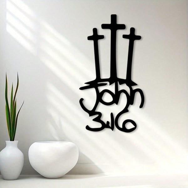 1 Piece Cross Wall Hanging Ornament - Elegant and simple Christian ornament, suitable for churches, homes, offices. Made with powder coated wrought iron, inspired by the Bible