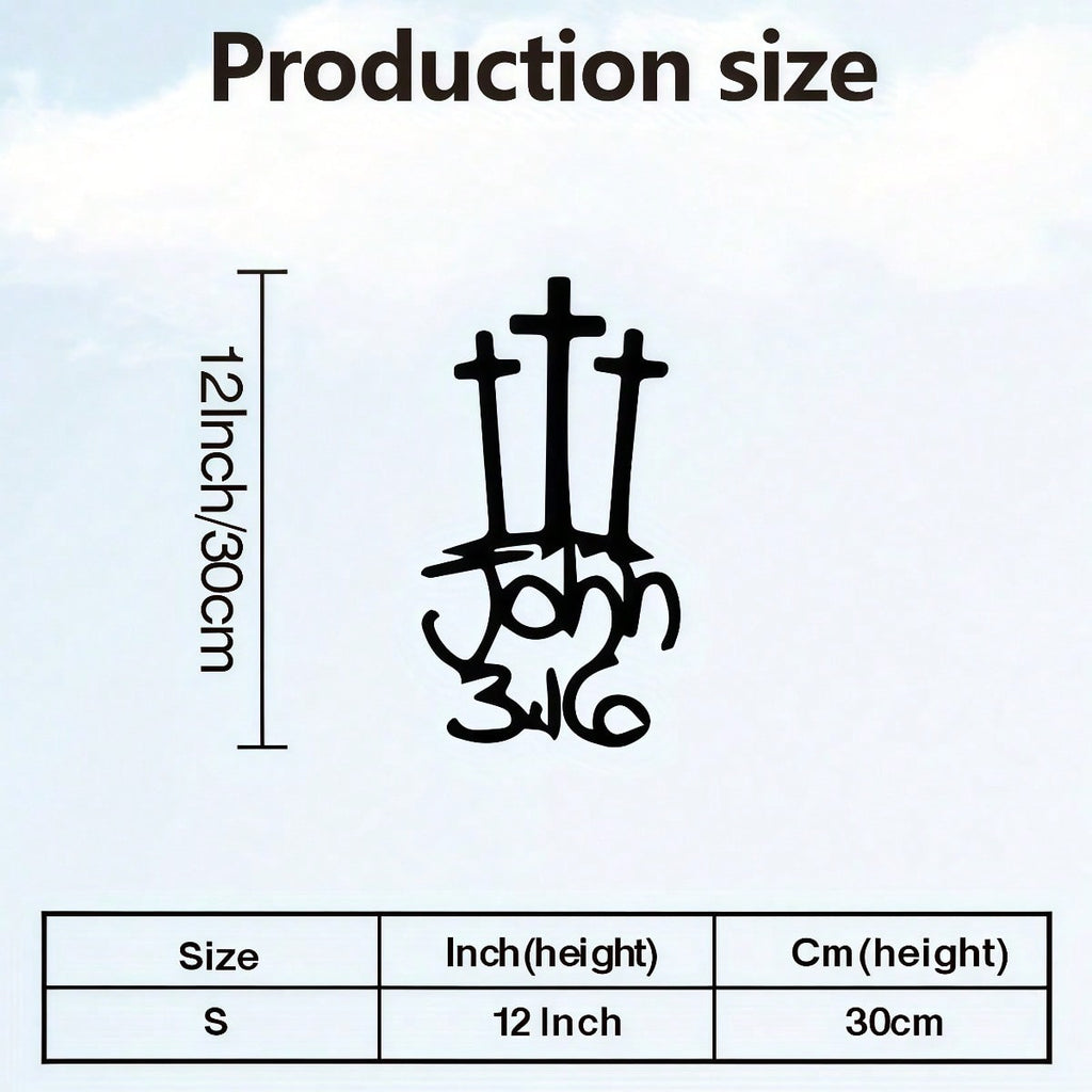 1 Piece Cross Wall Hanging Ornament - Elegant and simple Christian ornament, suitable for churches, homes, offices. Made with powder coated wrought iron, inspired by the Bible