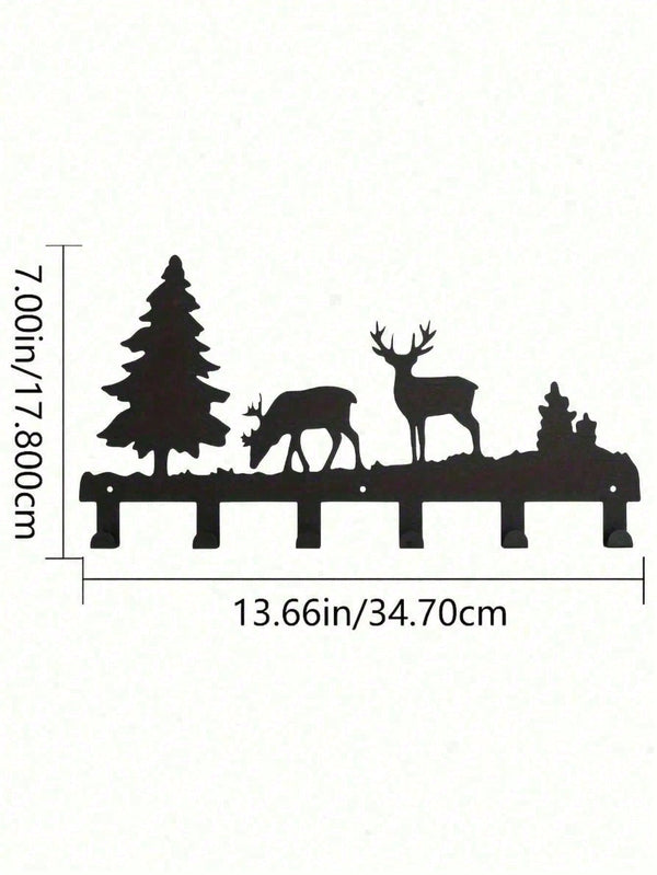 Heavy Duty Rustic Wall Hooks With Pine Tree Design - Wrought Iron Coat And Hat Rack, Key Holder Wall Organizer | Entryway, Hallway, Kitchen, Bathroom Decor | Farmhouse, Lodge, Cabin, Camping Style Wall Art For Home Decor, Housewarming Gift,Cuadros De Pare