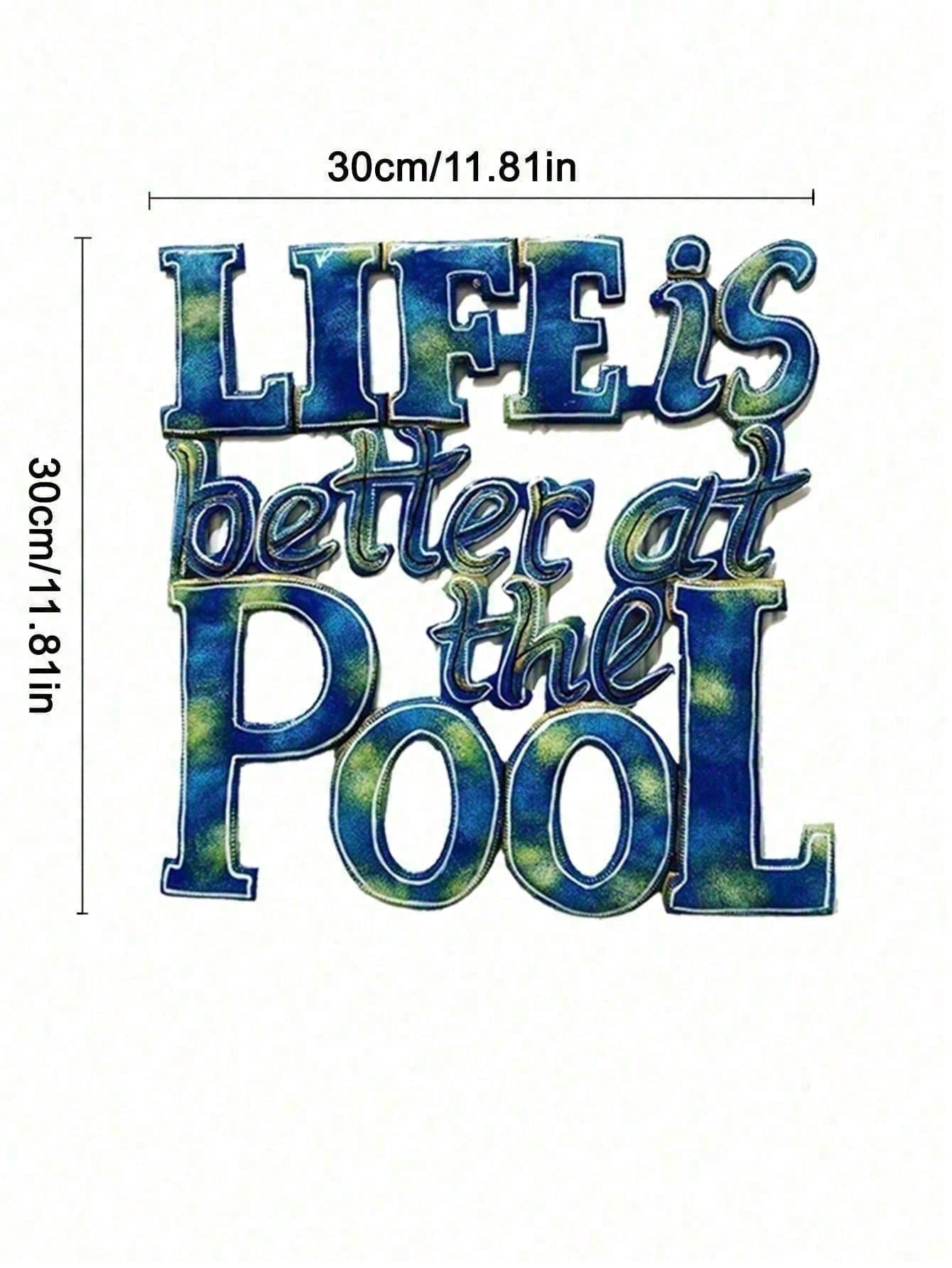 "Life Is Better At The Pool" Metal Wall Sign - Coastal & Nautical Outdoor Wall Decor For Patio, Backyard, Pool Area | Beach House Art For Summer Parties, Tropical & Boho Bathroom & Bedroom Decor | Weather-Resistant Garden & Porch Sign For Outdoor & Indoor Secondary image