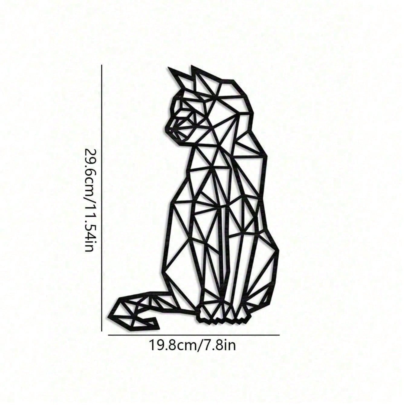 Vintage 3D Geometric Wrought Iron Cat Wall Art - Hand-Forged Metal Cat Sculpture | Boho Home & Office Decor, Aesthetic Animal Wall Hanging For Cat Lovers | Unique Gifts For Women, Men, Birthday, Housewarming, Christmas |  Aesthetic, Room Decor, Gifts For Secondary image