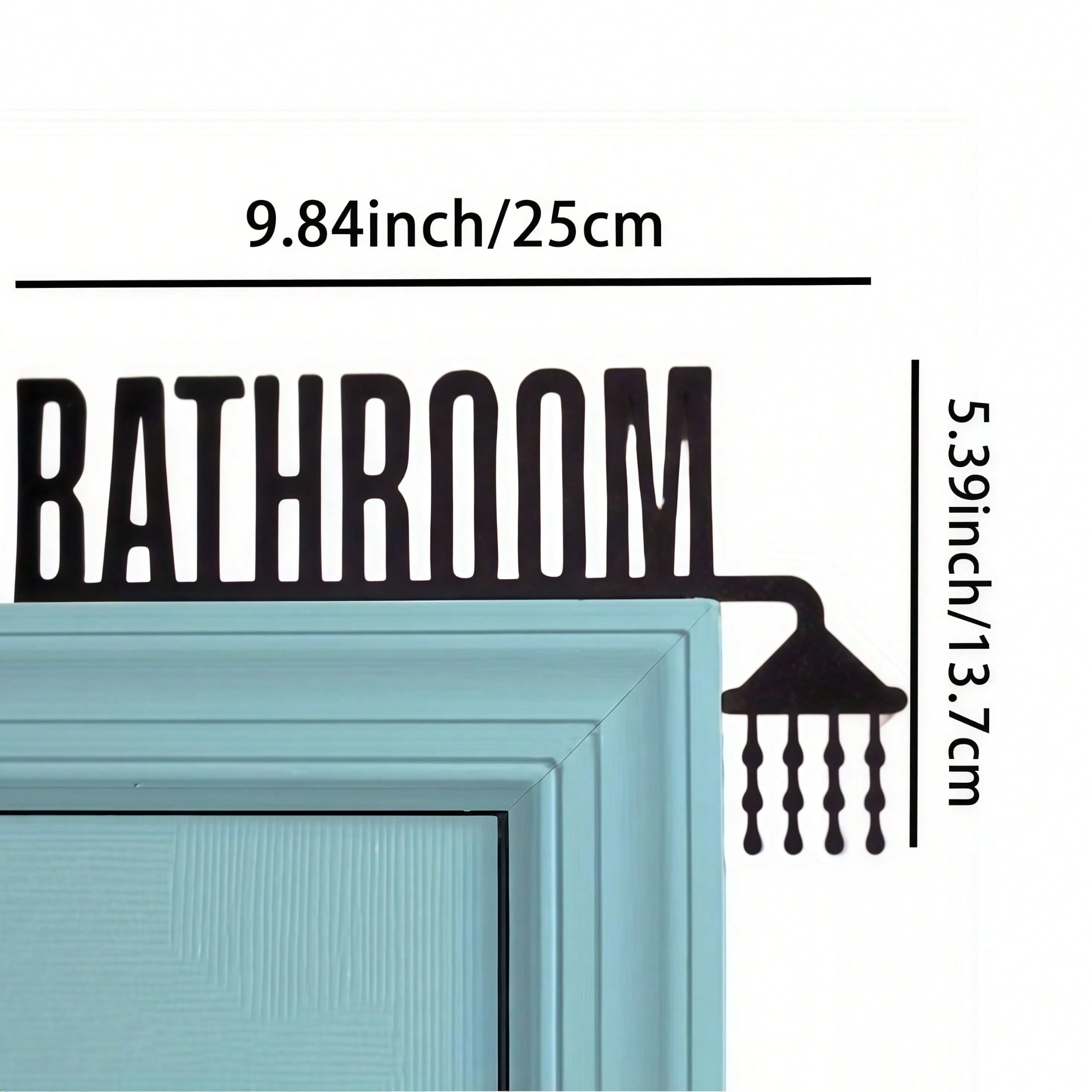1pc Exquisite Metal Bathroom Door Plate, Wall-Mounted Iron Decorative Plaque, Floral Pattern, Suitable For Home, Indoor And Bathroom Decor