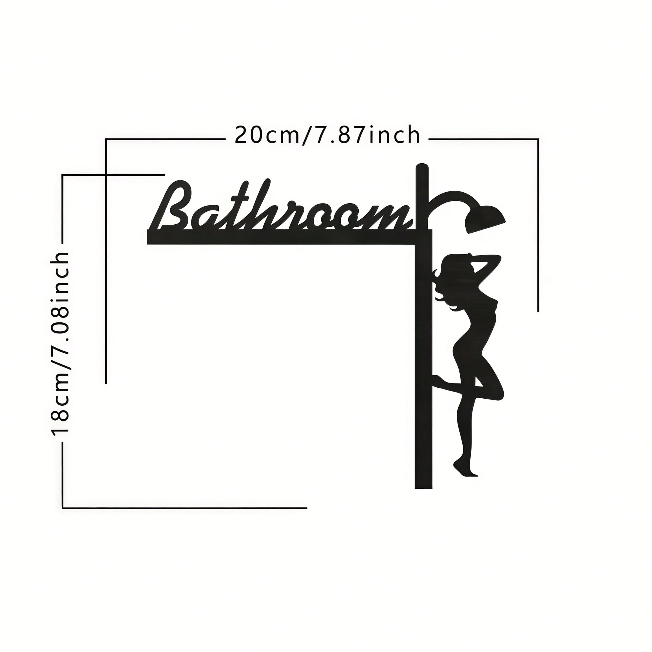 1pc Exquisite Metal Bathroom Door Plate, Wall-Mounted Iron Decorative Plaque, Floral Pattern, Suitable For Home, Indoor And Bathroom Decor