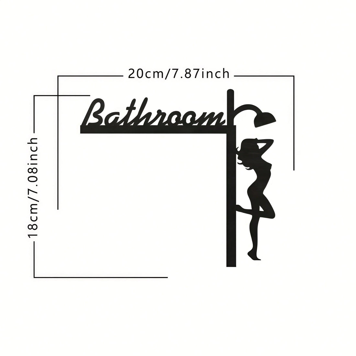 1pc Exquisite Metal Bathroom Door Plate, Wall-Mounted Iron Decorative Plaque, Floral Pattern, Suitable For Home, Indoor And Bathroom Decor