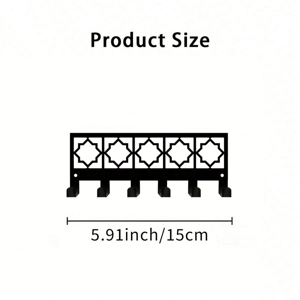 Bohemian Style Metal Wall Hook With 6 Key Holders - Elegant Design, Sturdy Construction, Practical Storage For Home, Office Or Entryway. Featuring Black Geometric Pattern, High-Quality Craftsmanship.| Home Organization, Entryway Decor, Premium Craftsmansh