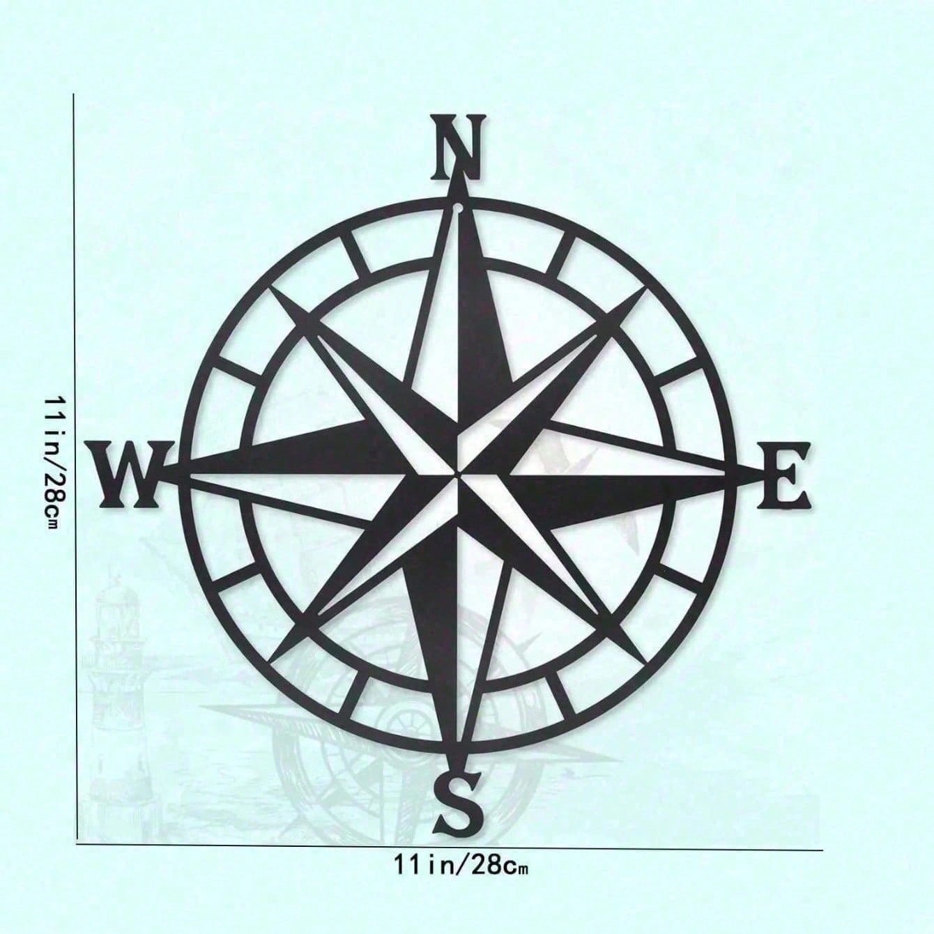 Vintage Distressed Compass - Large Size Ocean Style Wall Decor Suitable For Living Room, Beach House, Bedroom, Bathroom | Ocean Theme Hanging Decoration For Porch, Office, Bar | Unique Housewarming Gift Secondary image