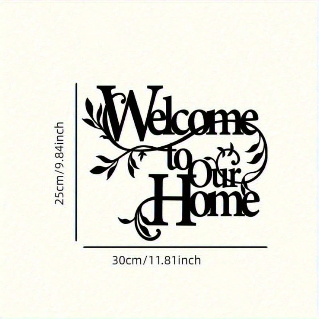 Welcome to Our Home" Metal Wall Plaque - Ready-to-Hang Entryway Sign | Instant Cozy Farmhouse Decor-Heartwarming Entryway & Living Room Decor.Decorative Signs & Plaques