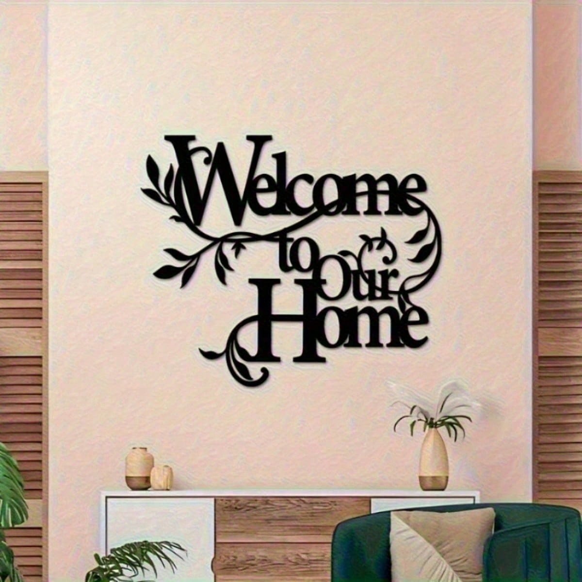 Welcome to Our Home" Metal Wall Plaque - Ready-to-Hang Entryway Sign | Instant Cozy Farmhouse Decor-Heartwarming Entryway & Living Room Decor.Decorative Signs & Plaques
