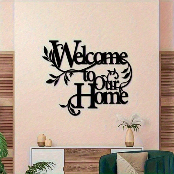Welcome to Our Home" Metal Wall Plaque - Ready-to-Hang Entryway Sign | Instant Cozy Farmhouse Decor-Heartwarming Entryway & Living Room Decor.Decorative Signs & Plaques