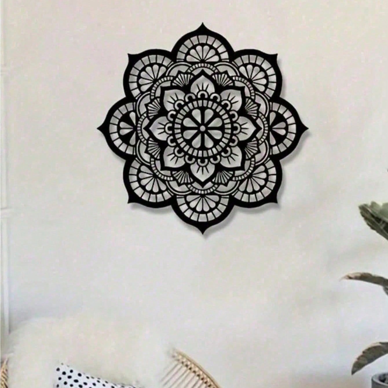 2D Metal Geometric Line Wall Art – Mandala Flower Boho Zen Spiritual Decor, Black Friday Must-Have