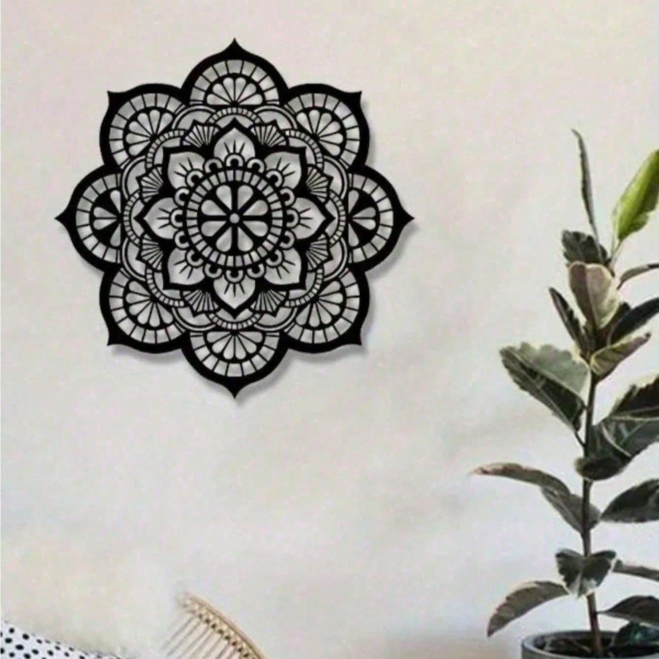2D Metal Geometric Line Wall Art – Mandala Flower Boho Zen Spiritual Decor, Black Friday Must-Have