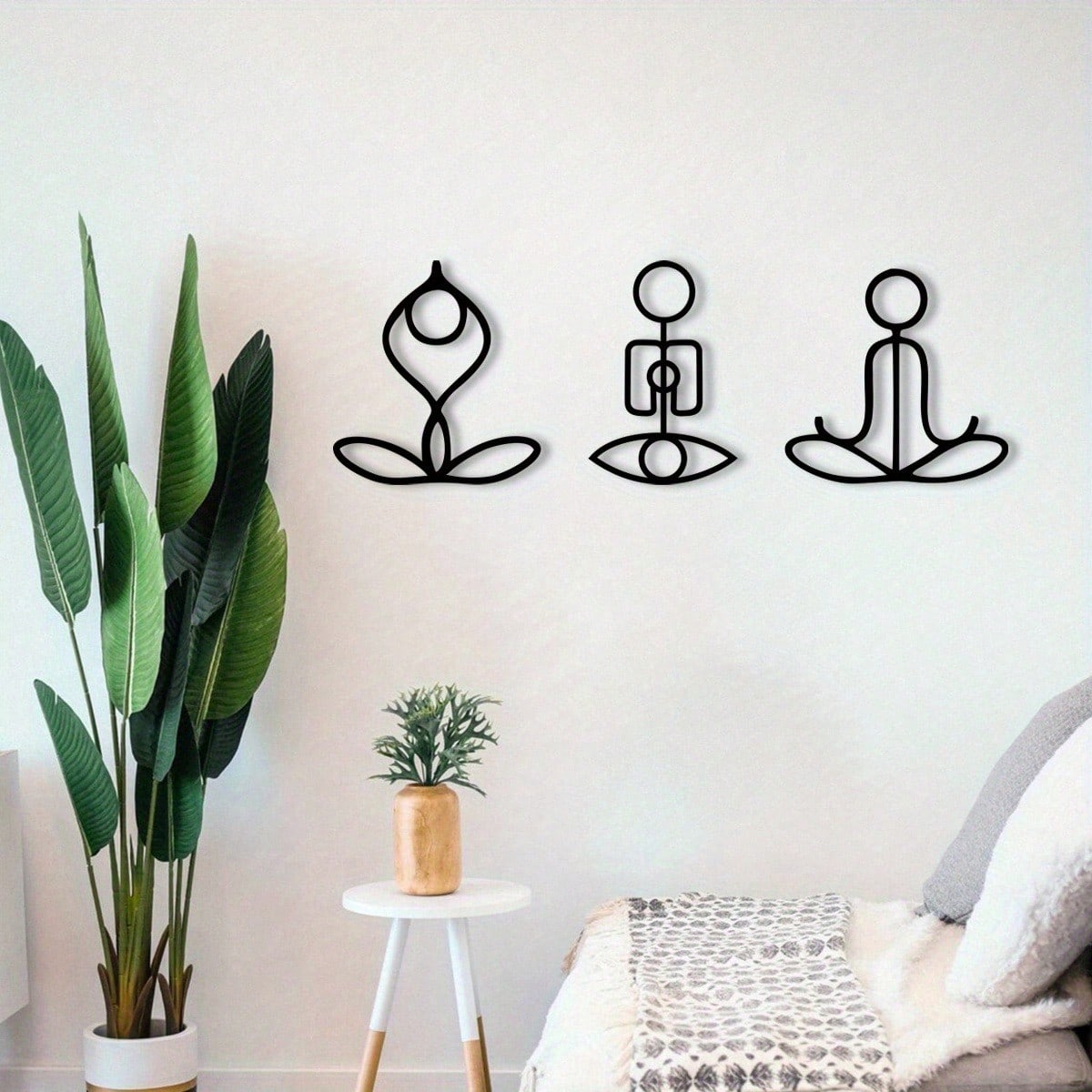 3 PiecesGym Pose Metal Wall Art, Elegant Lounge Decor With Artistic Patterns - Perfect For Room Decor, Wall Decoration, Home Decor.