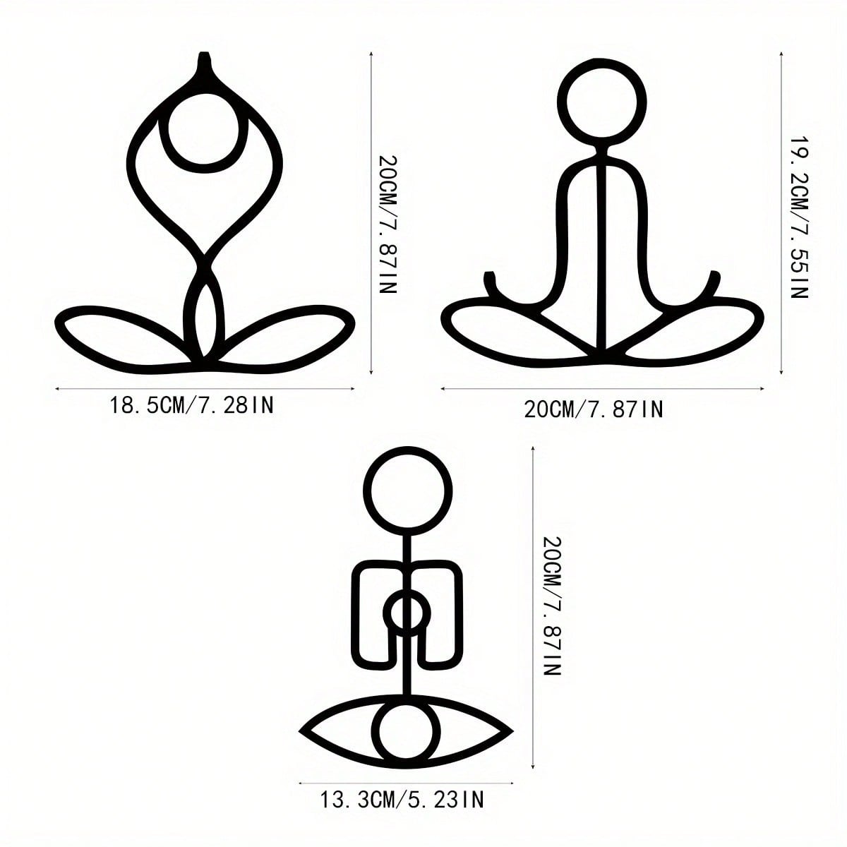 3 PiecesGym Pose Metal Wall Art, Elegant Lounge Decor With Artistic Patterns - Perfect For Room Decor, Wall Decoration, Home Decor.
